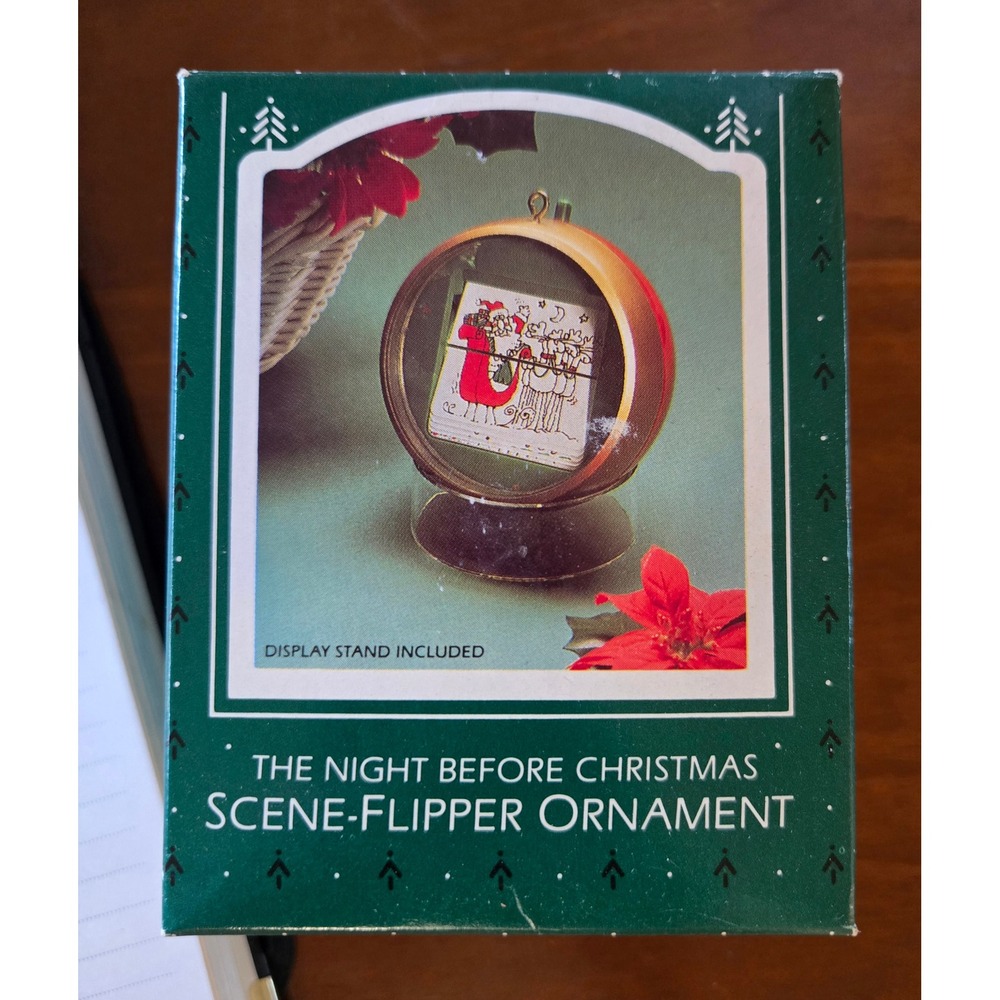 Vintage 1984 Hallmark The Night Before Christmas Scene-Flipper Ball Ornament